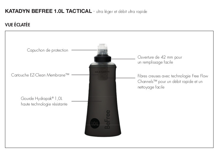 Katadyn Befree Filtres 3,0 L Filtre à Eau Randonnée Eau potable cuisiner Outdoor