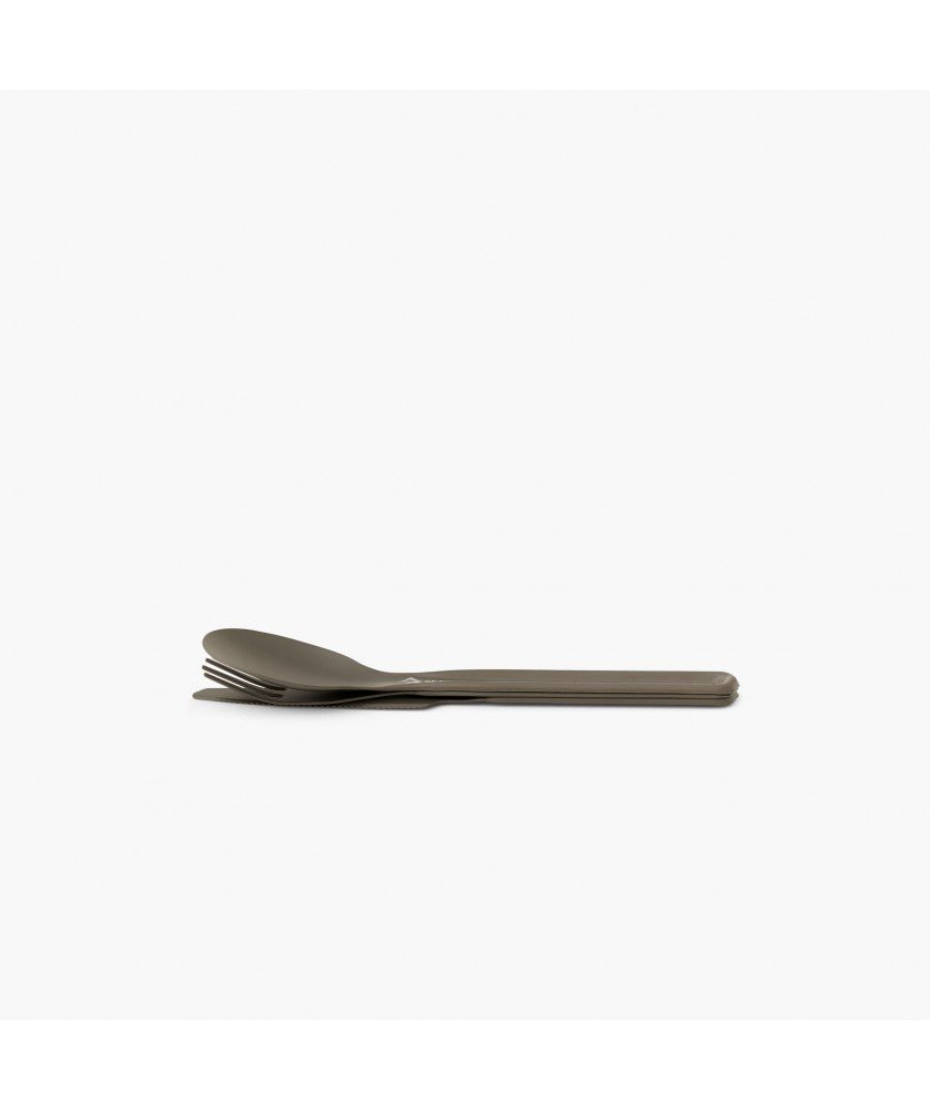 Set De Couverts Camping Mil-Tec 3 Pièces + Mousqueton - Fourchette Cuillère Couteau