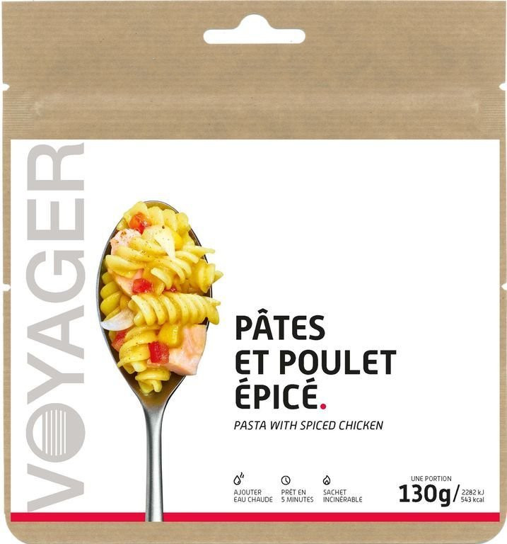 Pâtes et poulet épicé - Voyager